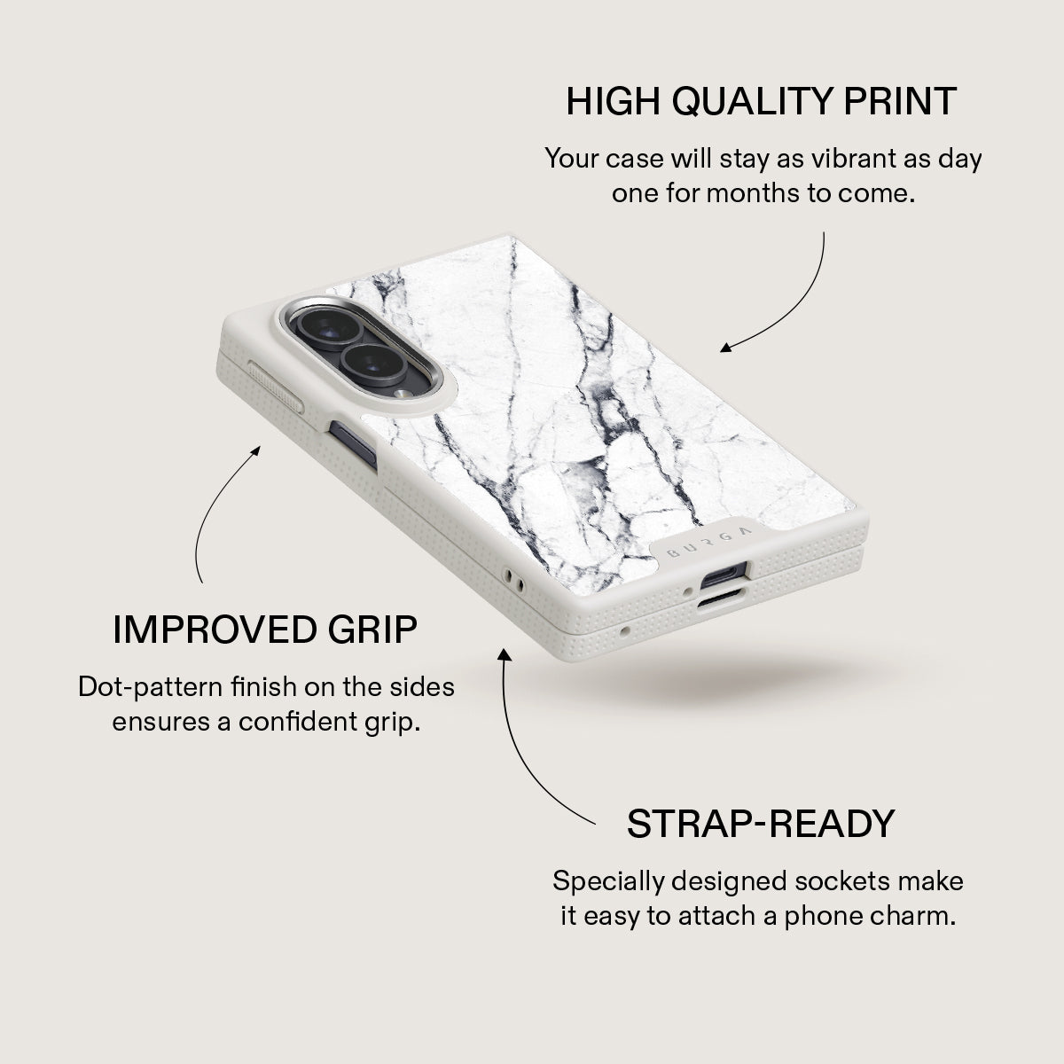 Satin White - Marble Samsung Galaxy Z Fold 8 Case