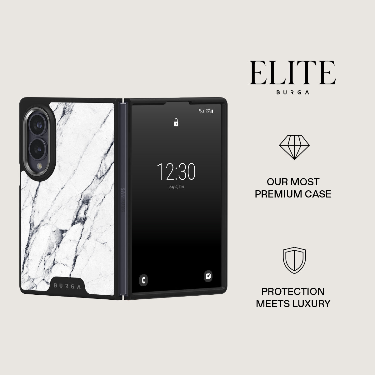 Satin White - Marble Samsung Galaxy Z Fold 8 Case